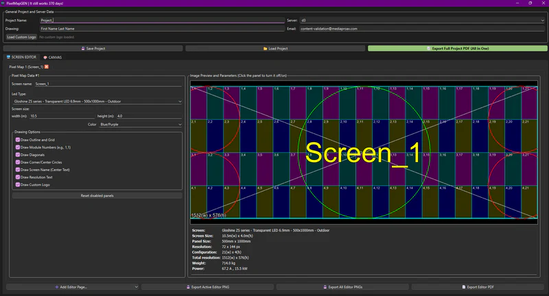 Interfejs programu PixelMap GEN
